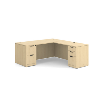 tan L-shaped desk